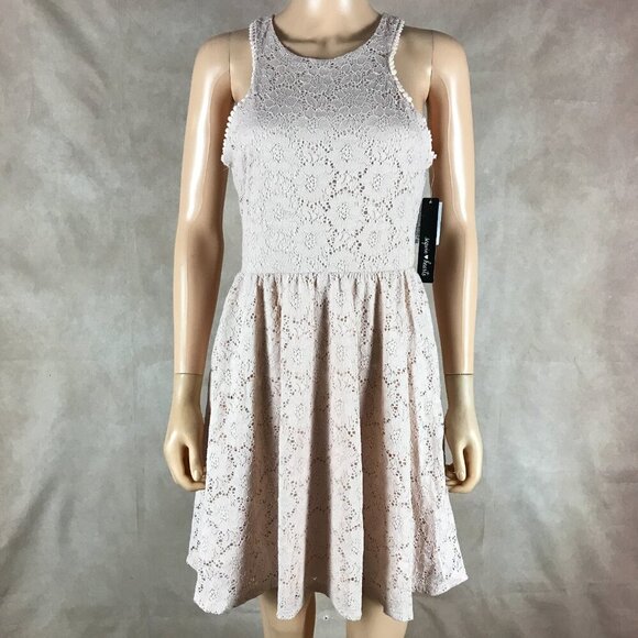 Sequin Hearts Blush Pink Lace Fit and Flare Dress NWT Size 7 - Picture 1 of 6